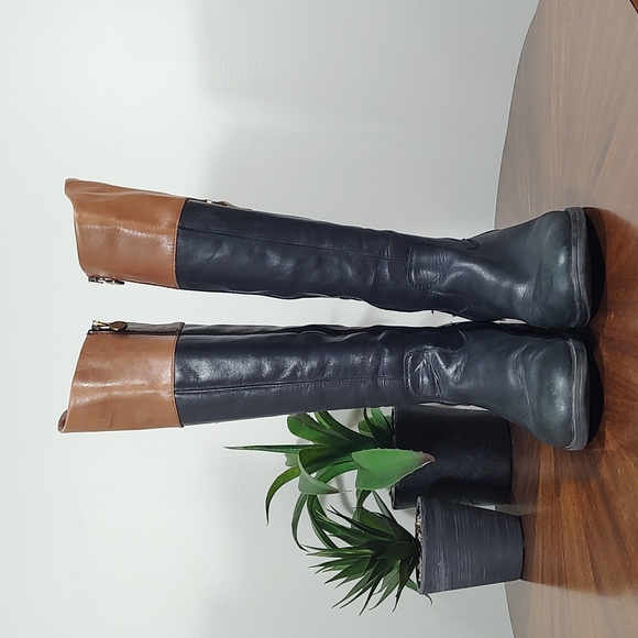 Boots: Knee high leather two toned boots - Picture 5 of 8
